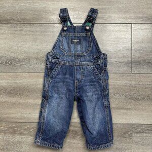 OshKosh B'gosh Overalls All over Denim Size 6 months Carpenter Style Plaid Lined